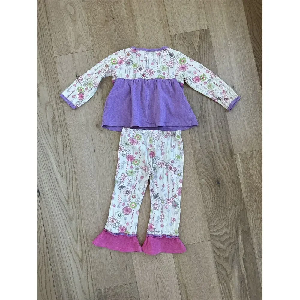 Baby Lulu 3T Lavender Purple Floral Two Piece Set Perfect For Events Cream